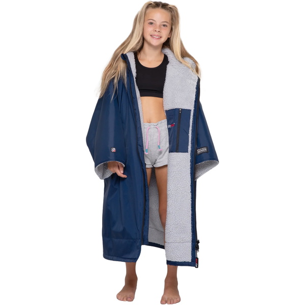 2026 Dryrobe Junior Advance Kortærmet Omklædningskåbe V3KSS  Marineblå / Grey